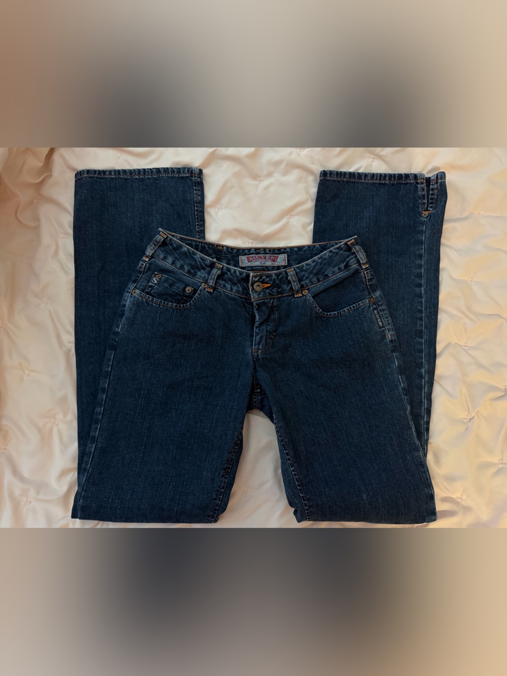 Silver Low/Mid Rise Jeans Dark Blue Boot-Cut Women's Jeans